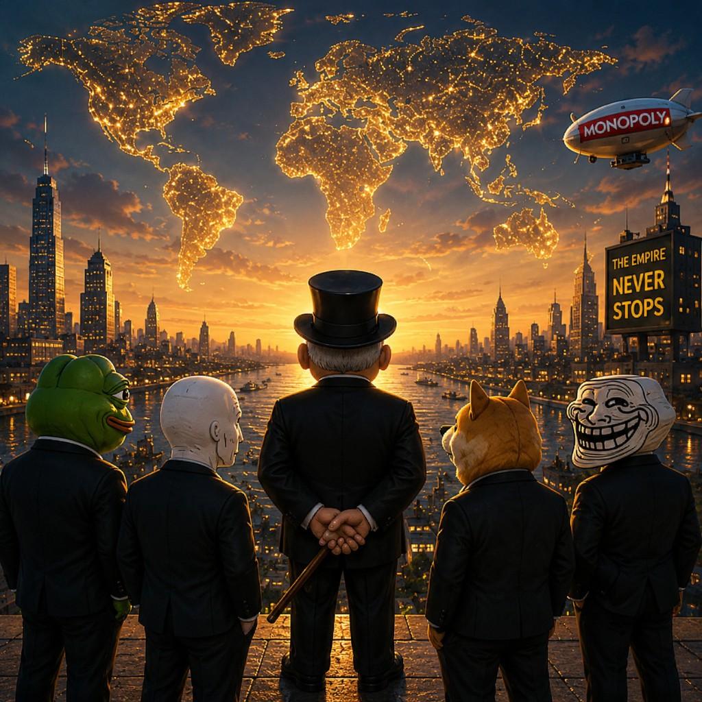 The Monopoly Empire overlooking the world